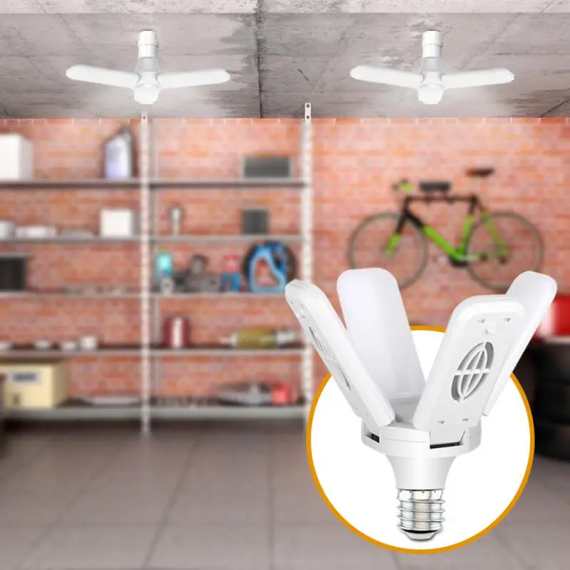 

E27 LED Bulb Fan Blade Timing Lamp 220V 110V 40W 360°Foldable Led Industrial Light Bulb Lamp For Home Ceiling Light Garage Light