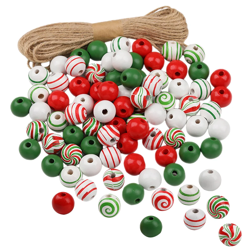 

1 Set of Wooden Beads Christmas Beads DIY Loose Beads for Crafts Ornaments Jewelry Making with Rope