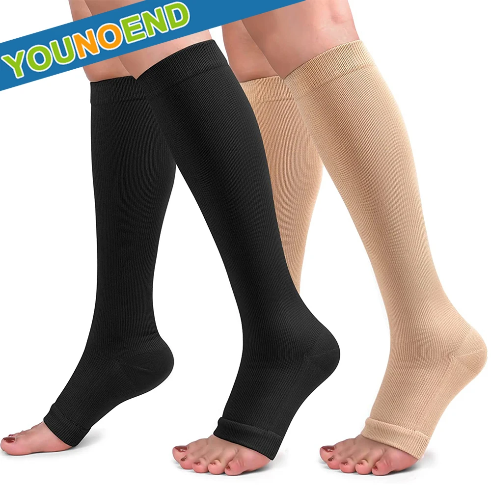 

Чулки женские компрессионные длиной до колена с открытым носком, 1 пара