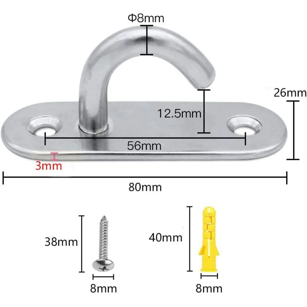 Для 2-х шт. потолочного крючка из нержавеющей стали сверхмощный овальный