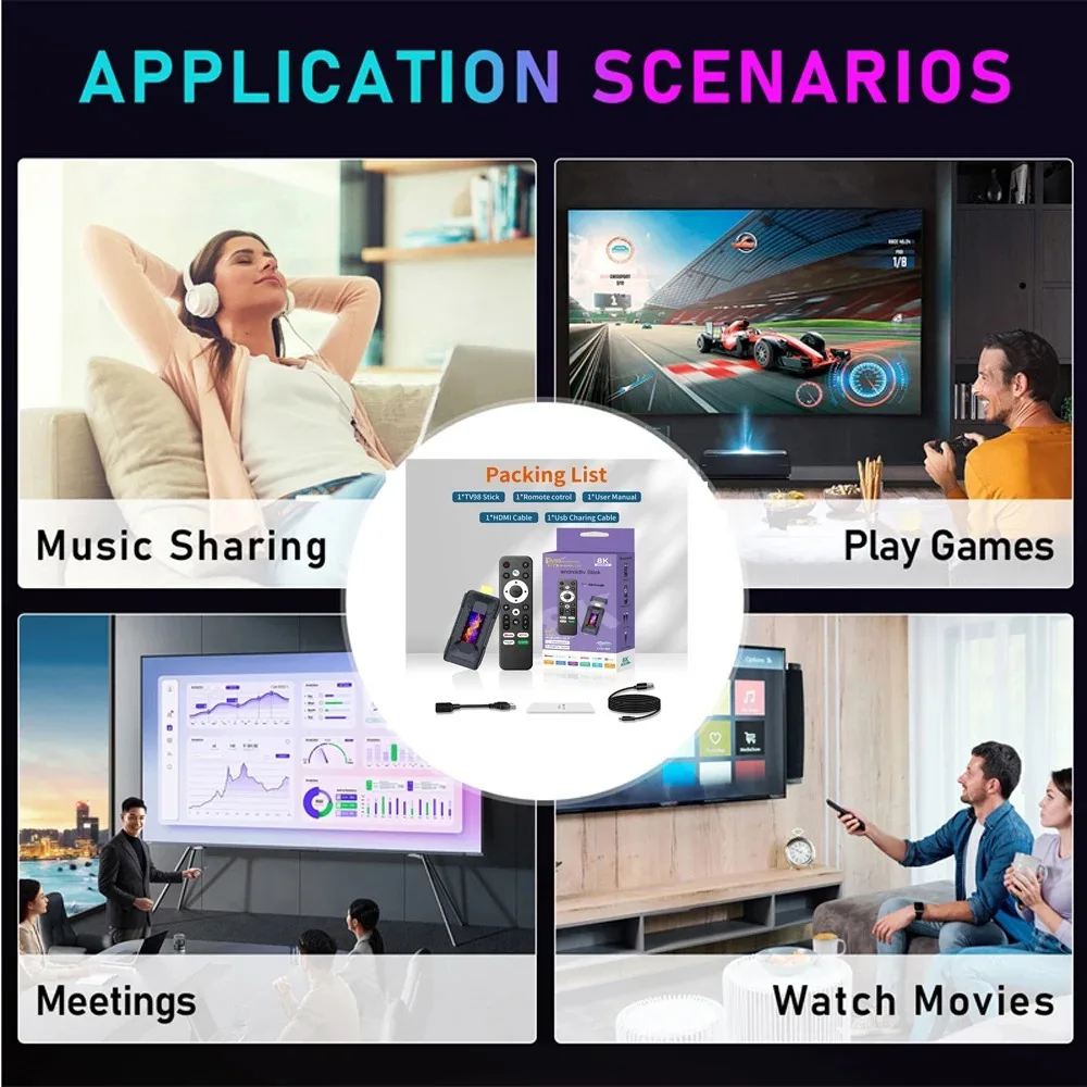 Android 13 TV Stick 8K видео ATV Mini Rk3528 четырехъядерный Смарт ТВ приставка HDR10 Поддержка Wifi6