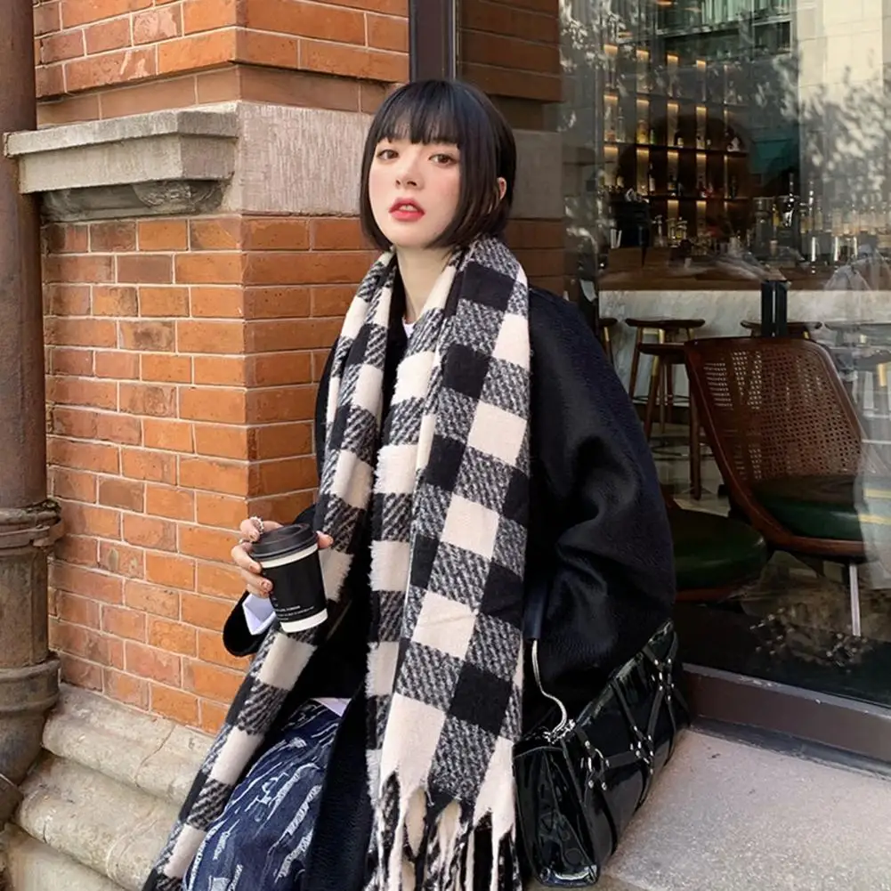 

Стильный женский шарф корейский женский шарф имитация кашемира ветрозащитная клетчатая шаль шарф сохраняет тепло