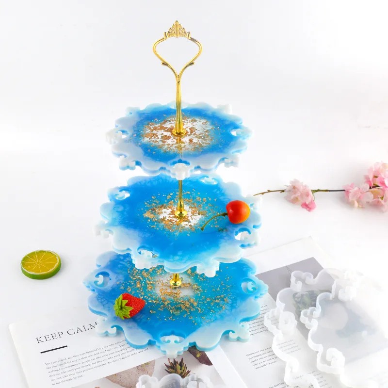

Three-layer Fruit Plate Mold DIY Epoxy Resin Mold Resin Silicone Lace Multi-layer Fruit Plate Bracket Mold Fruit Tray Mold