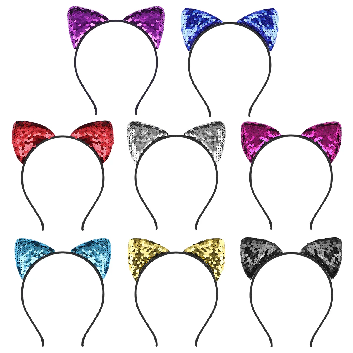 

Frcolor 8pcs Sequin Cat Ears Headband Shiny Hair Hoops Bling Hairband Hair Accessories for Women Girls