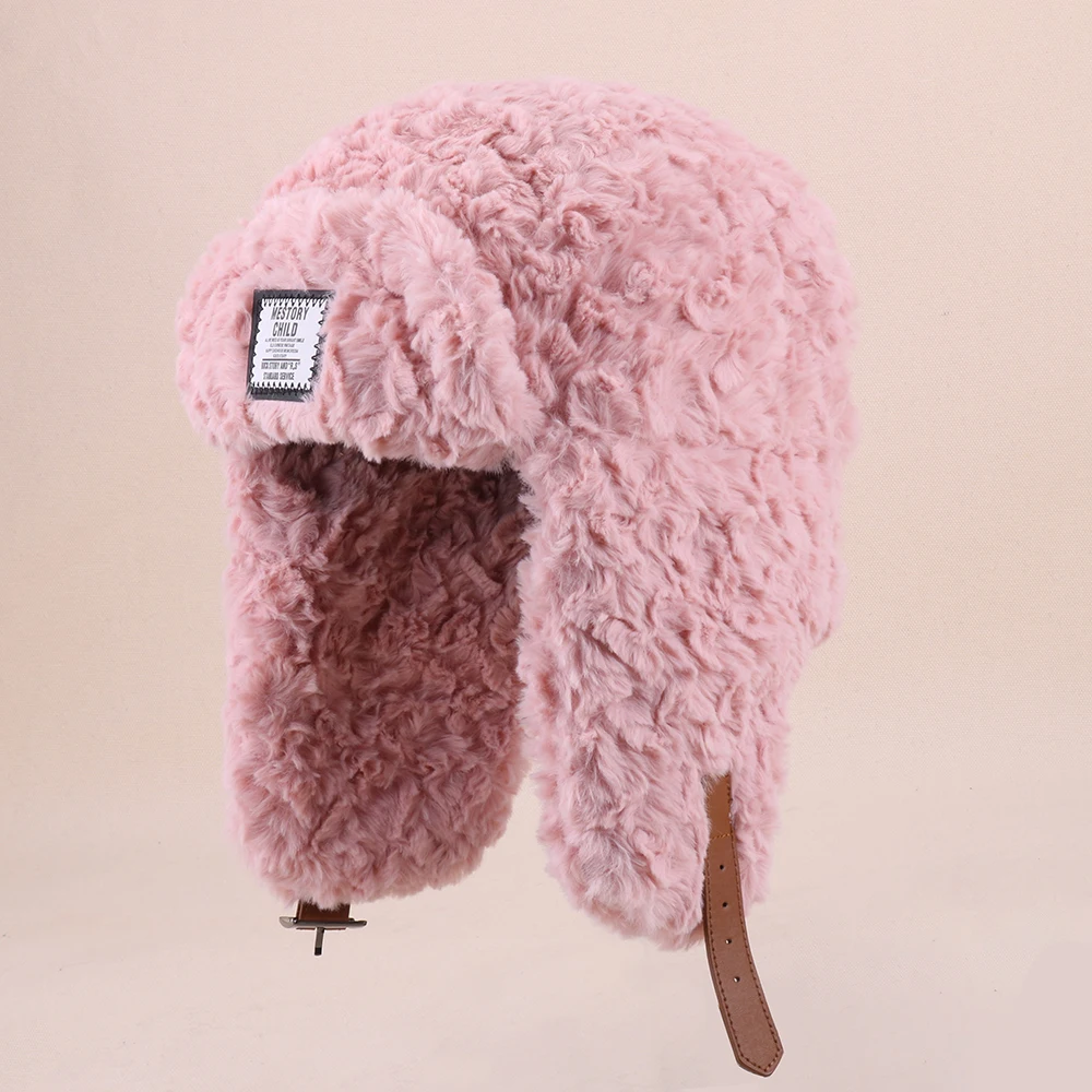 Однотонная шапка-ушанка из искусственного кроличьего меха для мужчин и женщин