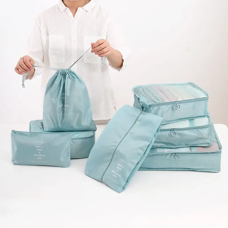 

7pcs/set Travel Organizer Storage Bags Clothes Tidy Wardrobe Suitcase Pouch Travel Home Luggage Shoes Packing Cube Cases