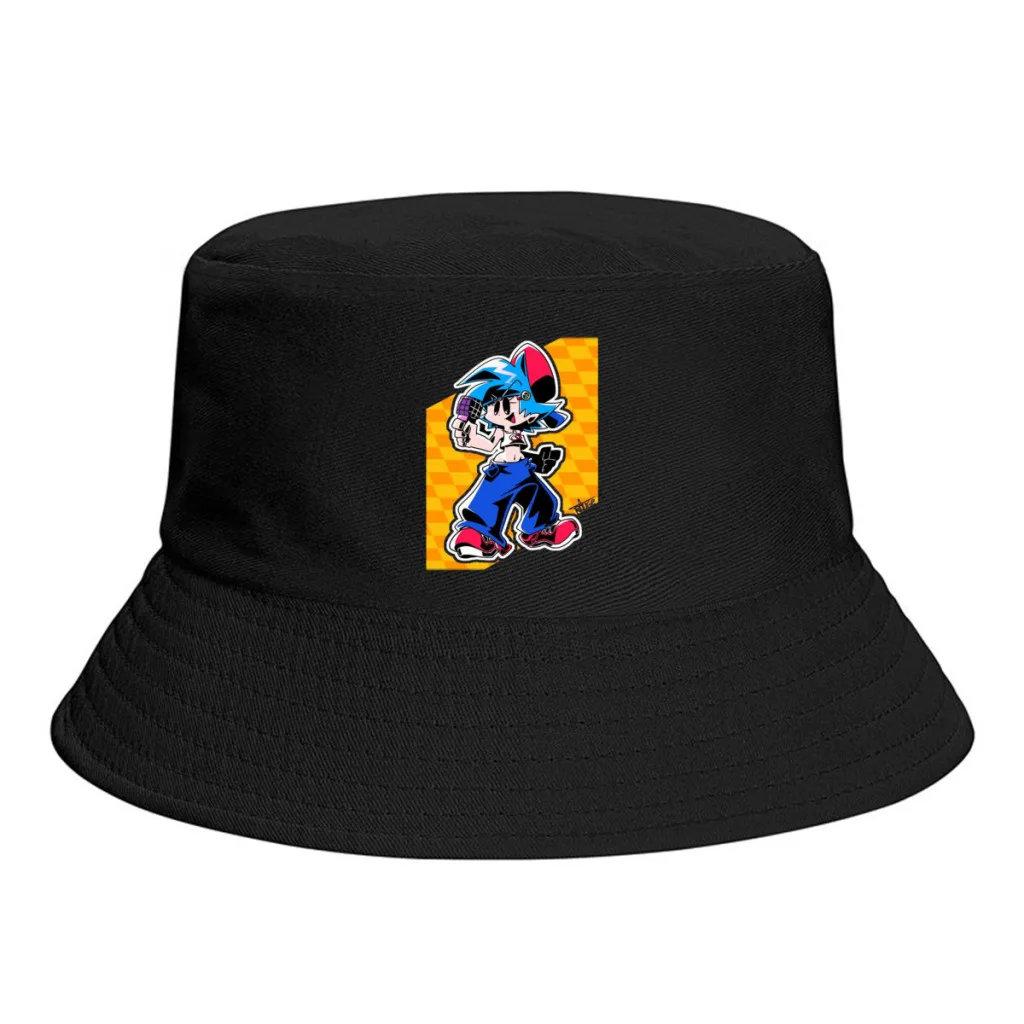 

New Unisex Polyester Boy Bucket Hat Summer Sunscreen Panama Sun Cap Friday Night Funkin Singing Rapping Game Men Fisherman Hat