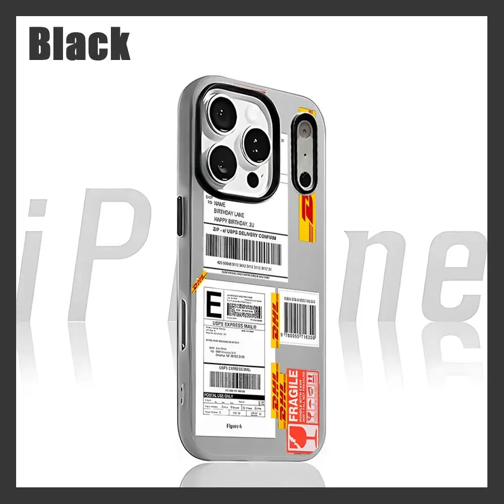 Фото Чехол D-Dhl Express Label для iPhone 17 Air, 16, 15, 14, 13, 12, 11 Pro Max Plus, черный, 2-в-1, гелевый чехол №1