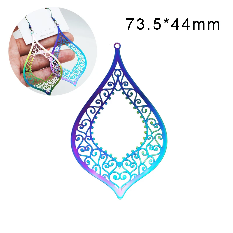 

10pcs/Lot Rainbow Color DIY Charms Wholesale 100% Stainless Steel Waterdrop Shape Pendant Charm 73.5*44mm