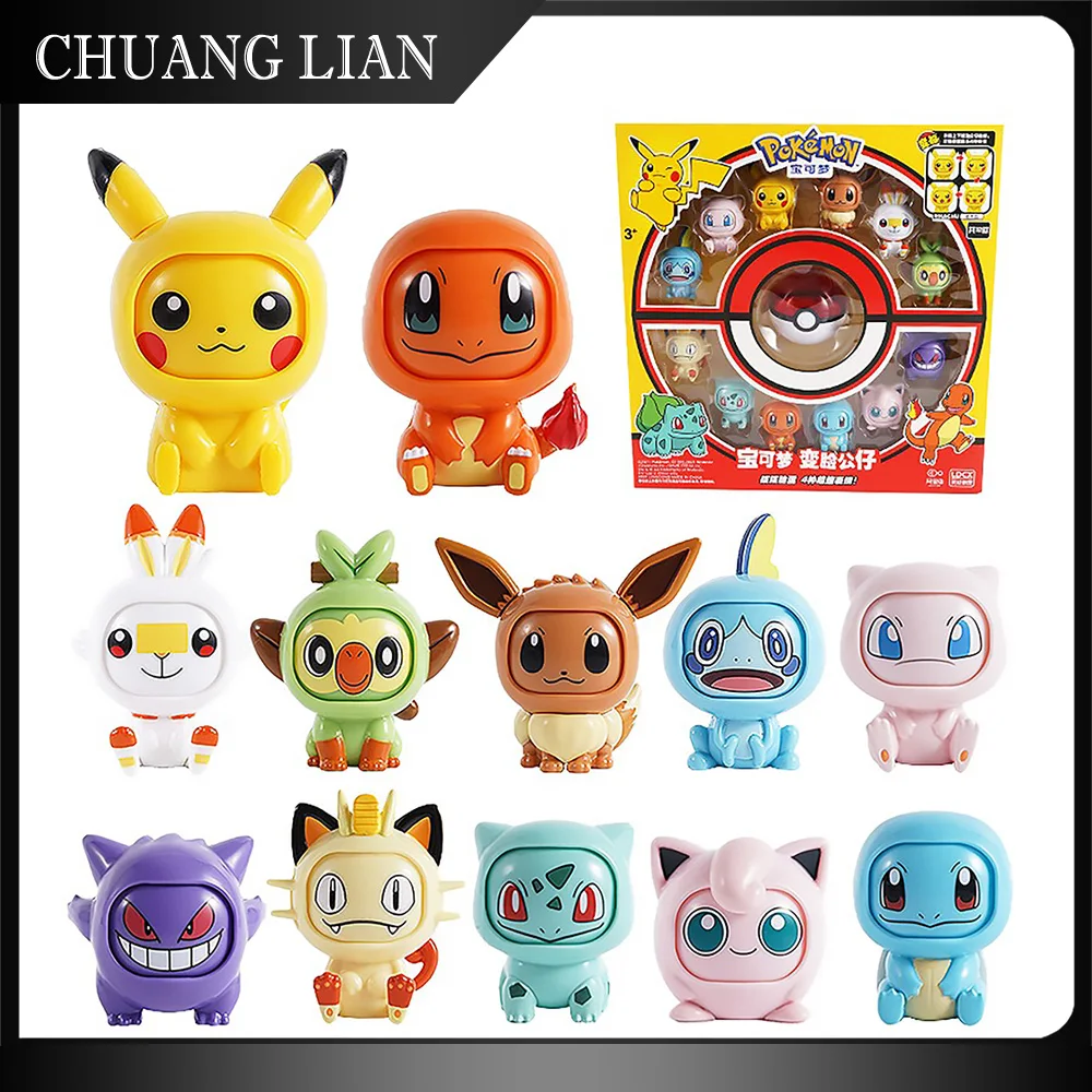 

NEW 2022 Poke Ball Face-changing Pokemon Pikachu Figures Toys Doll Pocket Monsters Action Figure Toy Gift Kid Boys Girls Set