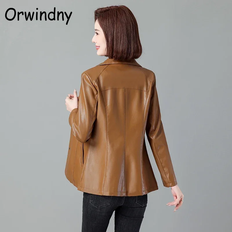Высококачественная Весенняя кожаная куртка Женская однобортная замшевая