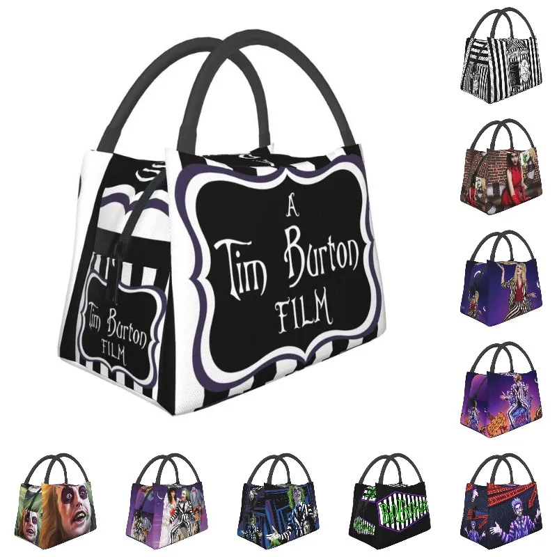Beetlejuice A Tim Burton Film Insulated Lunch Tote Bag for Women Portable Thermal Cooler Food Lunch Box Outdoor Camping Travel