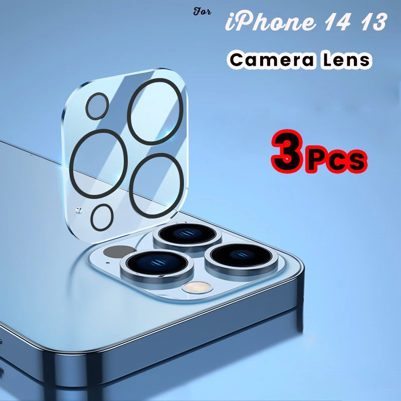 

3Pcs 3D Camera Len for iPhone 14 13 14 Pro Max Mini Camera Glass Black Case Protector Glass iPhone13 13 Pro Len