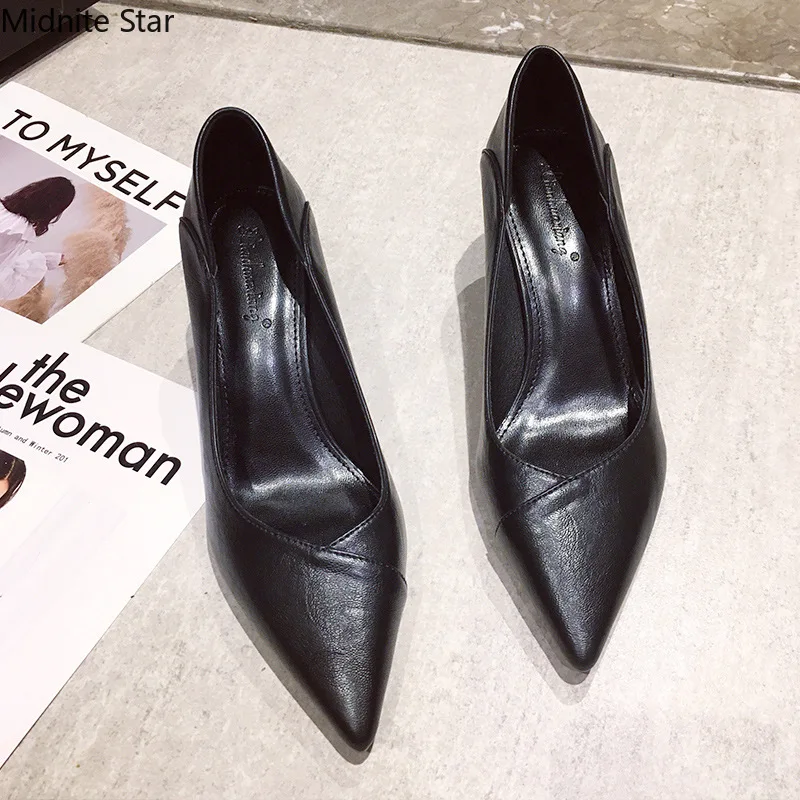 High Heels Stiletto Pointed Toe 2022 Spring and Autumn Sexy Women's Shoes Pumps Women's Leather Soft and Comfortable Shoes