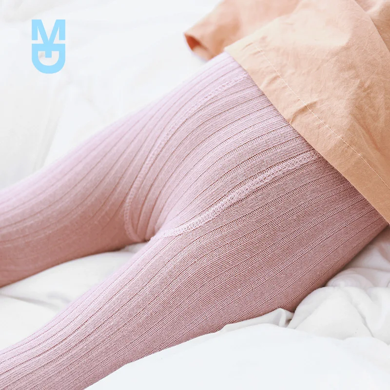 

New 2022 Hot-selling Baby Girl Stretch Leggings Pants Spring and Autumn Toddler Child Knitting Trousers Pink Yellow Color
