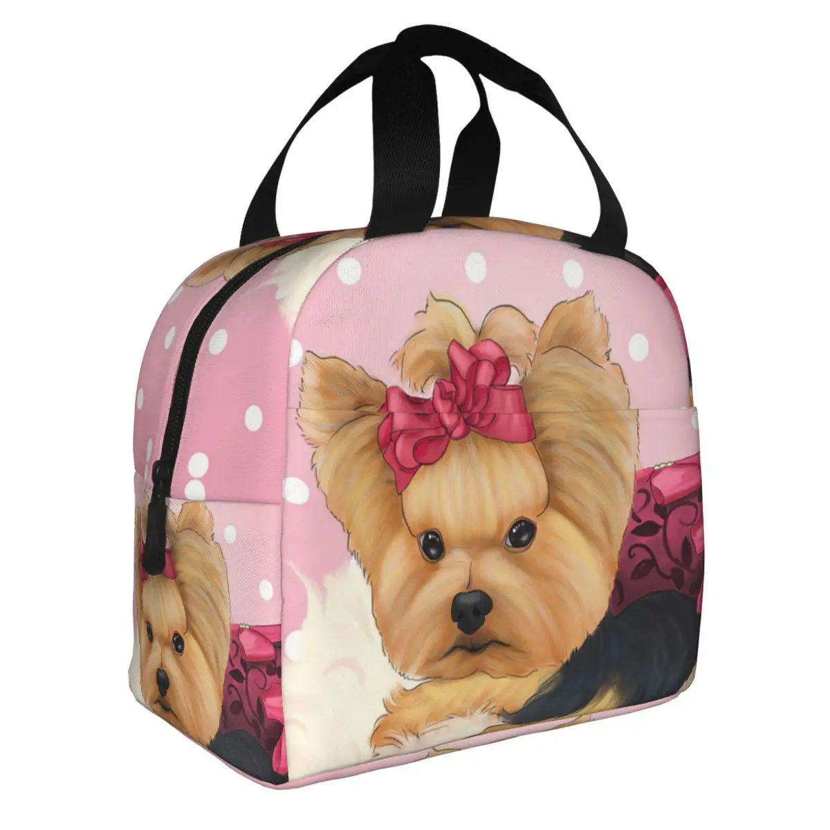Yorkshire Terrier Dog Lunch Bento Bags Portable Aluminum Foil thickened Thermal Cloth Lunch Bag for Women Men Boy