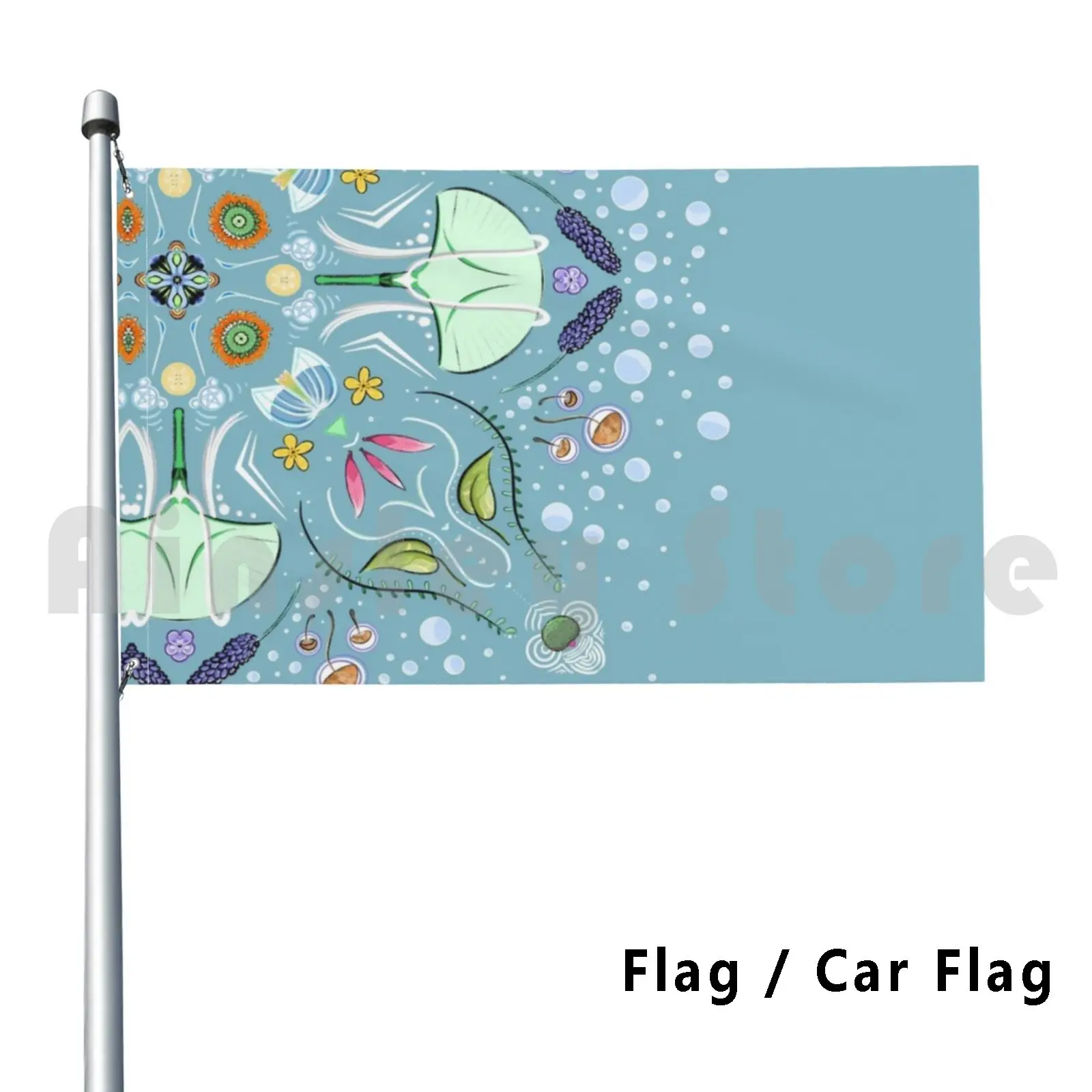 

Floral Mandala Flag Car Flag Funny Floral Mandala Leaf Leaves Flowers Plants Foliage Houseplant Pothos
