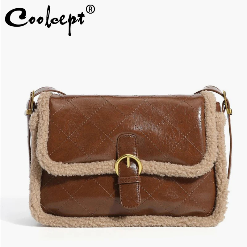

Coolcept Retro Women Shoulder Bag Pu Leather Winter Female Pouch Fashion Designer Street Ladies Shipping Bags Armpit Bags
