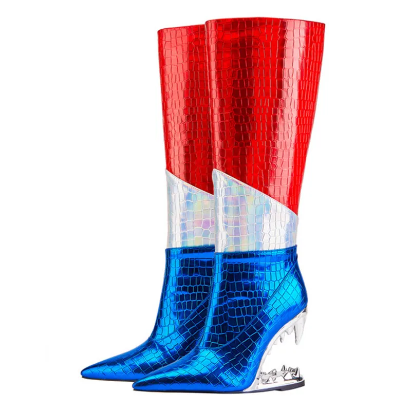 

Женские сапоги до колена, заостренный носок, высокий каблук, боковая молния, разные цвета