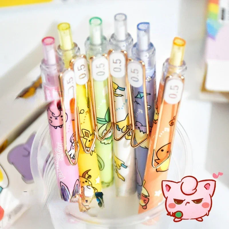 Гелевая ручка Kawaii Pokemon Anime Press Jigglypuff Charmander Jirachi быстросохнущая черная гелевая 0 5