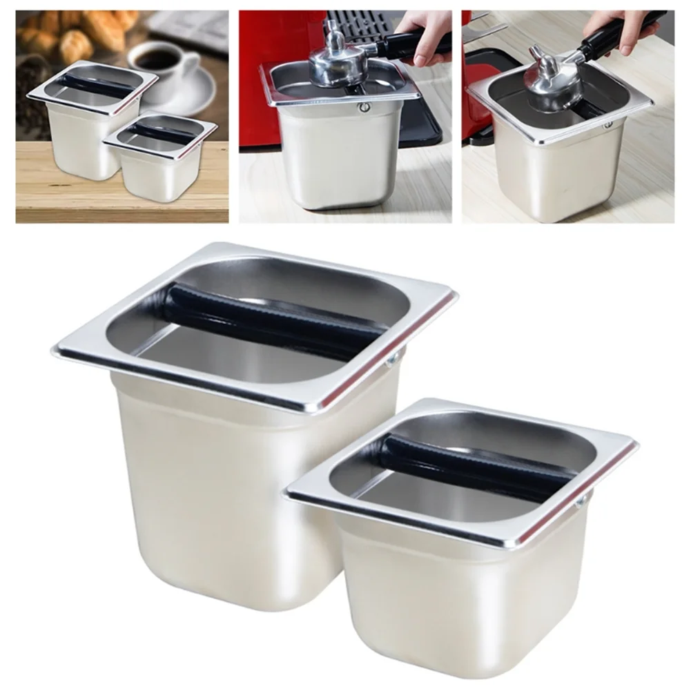 

Espresso Knock Box Stainless Steel Coffee Grounds Container Dump Bin Residue Bucket with Removable Knock Bar Espresso Accessorie