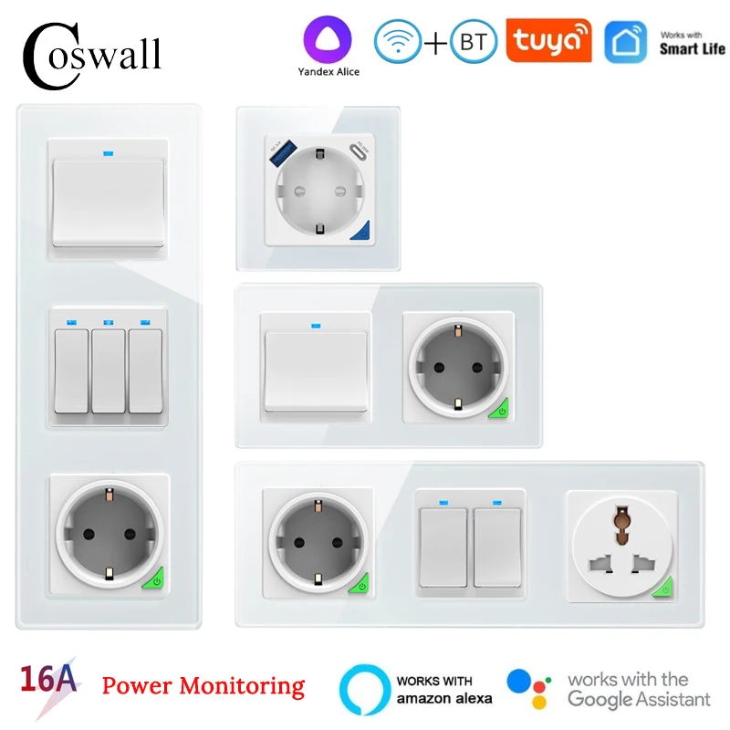 Умная розетка COSWALL, модуль «сделай сам» с поддержкой Wi-Fi/Zigbee, с двумя USB-портами и поддержкой быстрой зарядки, 20 Вт, PD, Type-C, Alice
