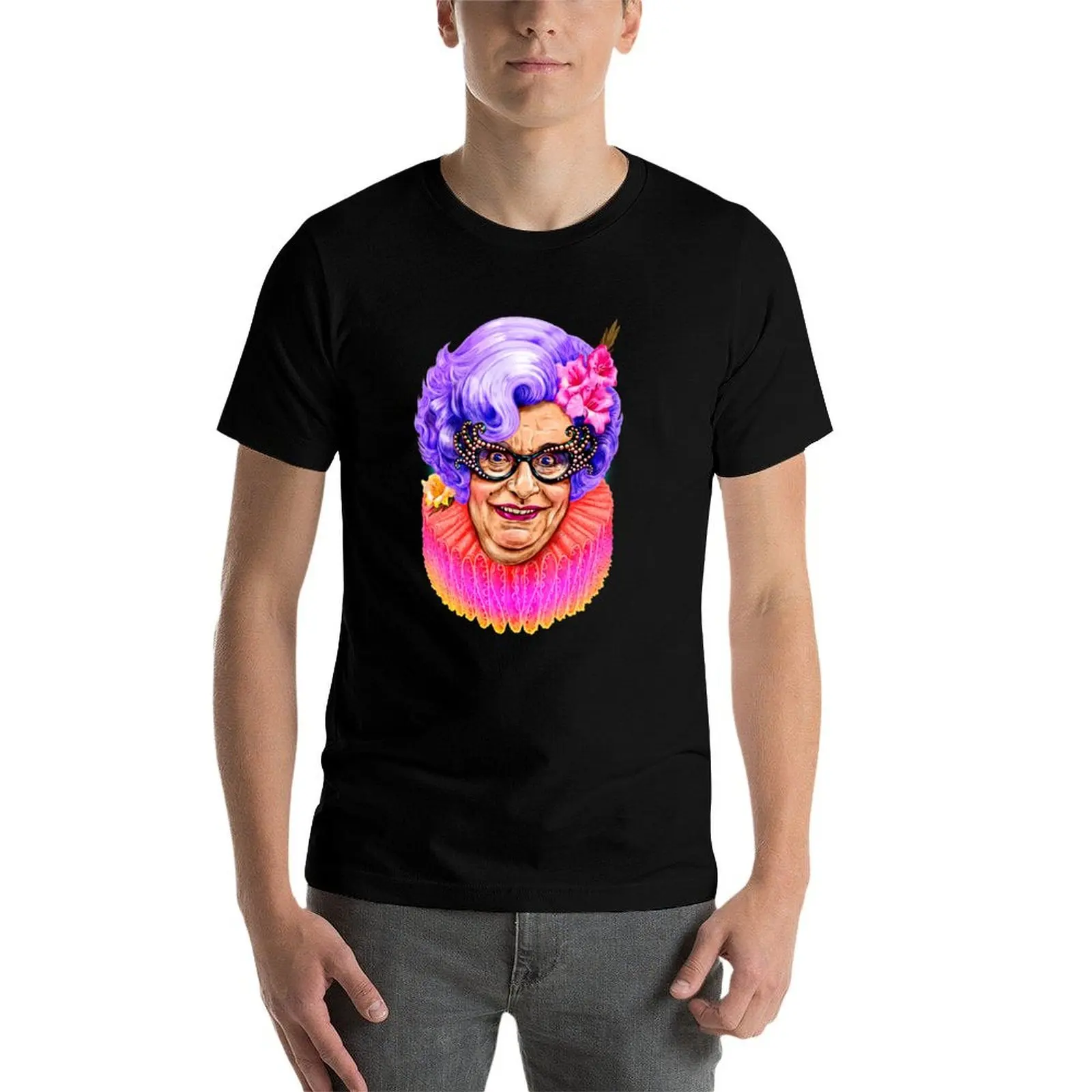 Фото Футболка Dame Edna Everage от Jock Mooney, однотонная футболка больших размеров №3