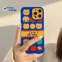 funny cute cartoon bear for iphone13 12 11 pro max mini x xs 7 8 p xr protective case shockproof scrub