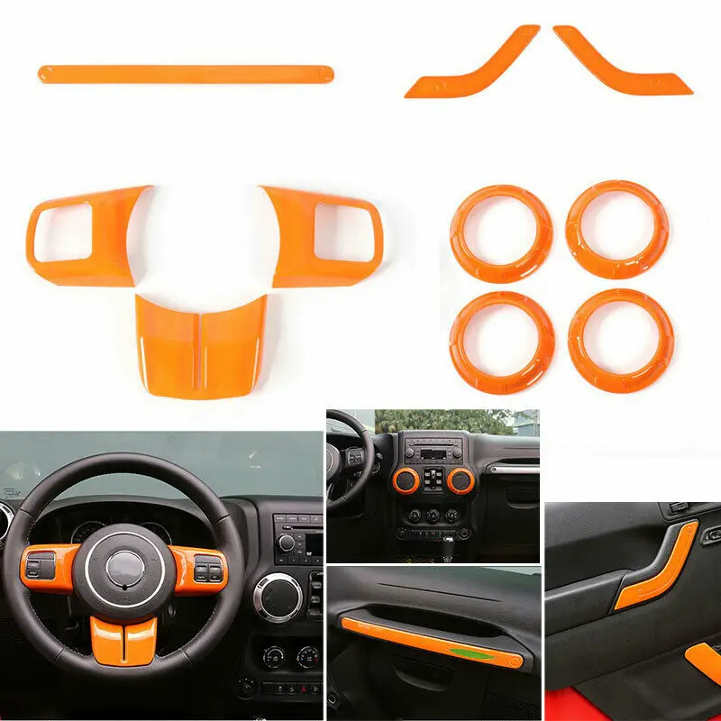 

For Jeep Wrangler JK 2DR 2011-2017 Orange Car Interior Decoration Full Set Cover
