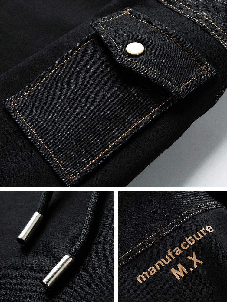 2022 новые весенние толстовки с несколькими карманами мужские уличные черные