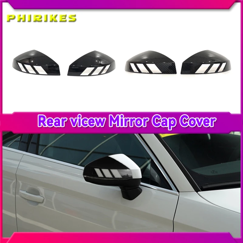 

For Audi A3 S3 8V RS3 2013 2014 2015 2016 2017 2018 2019 RearView Mirror Case Cover Carbon fiber pattern or Black Cover