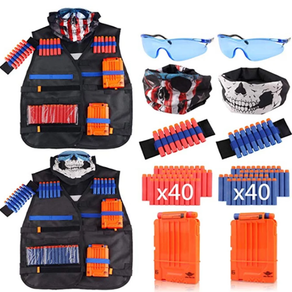 

Fun Game Kids Tactical Vest Suit Kit Set Outdoor Game Kids Tactical Vest Holder Kit for Nerf NStrike Elite Series