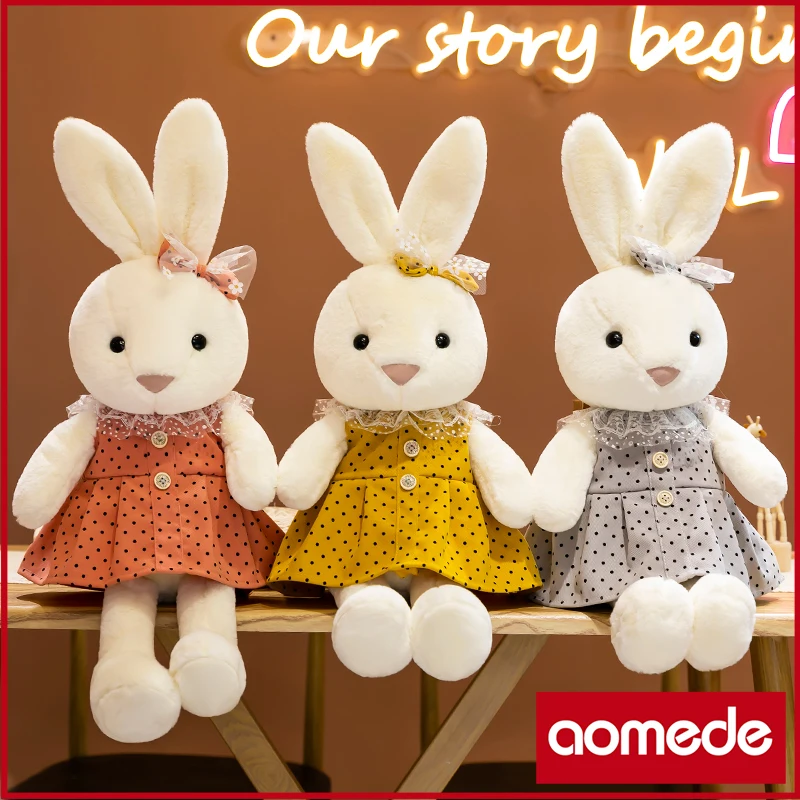 

87cm Cute Soft Rabbit In Dress Plush Toys Office Nap Stuffed Animal Pillow Home Comfort Cushion Christmas Gift Doll Kids Girl