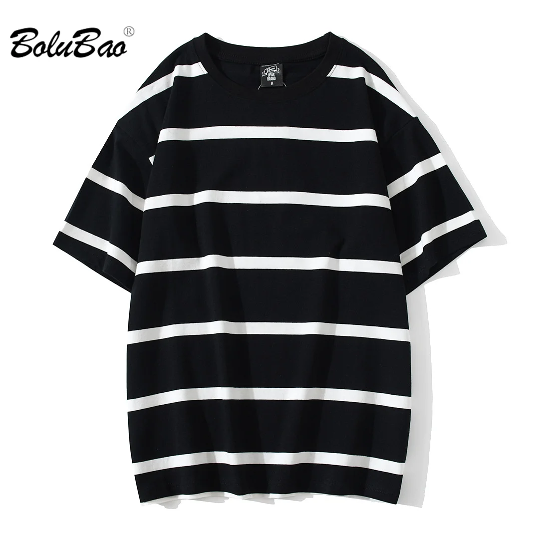 

BOLUBAO 2023 Повседневная футболка, летняя продукция, полосатая впитывающая Пот футболка с коротким рукавом высокого качества, хит продаж, Мужск...