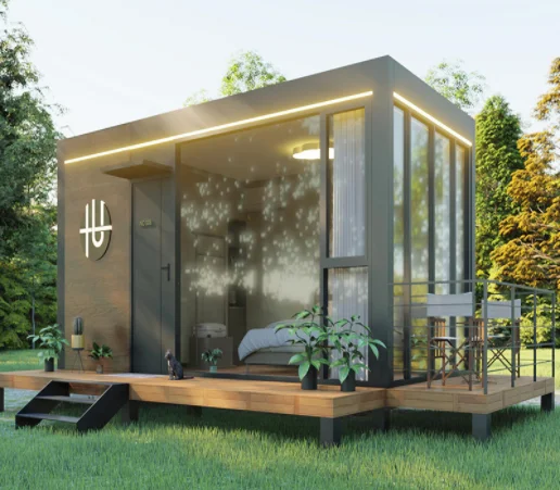 

Hot Sale Prefabricated Luxury Custom Design Homes One Side Glass Wall Sunroom Container House