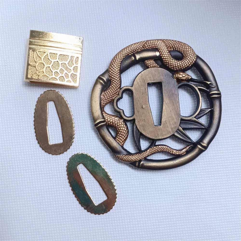 Фото Набор змеи Tsuba 26 см Tsuka с ручкой, сеппа хабаки, подходит для японского самурайского меча, Катаны/Вакидзаси №5