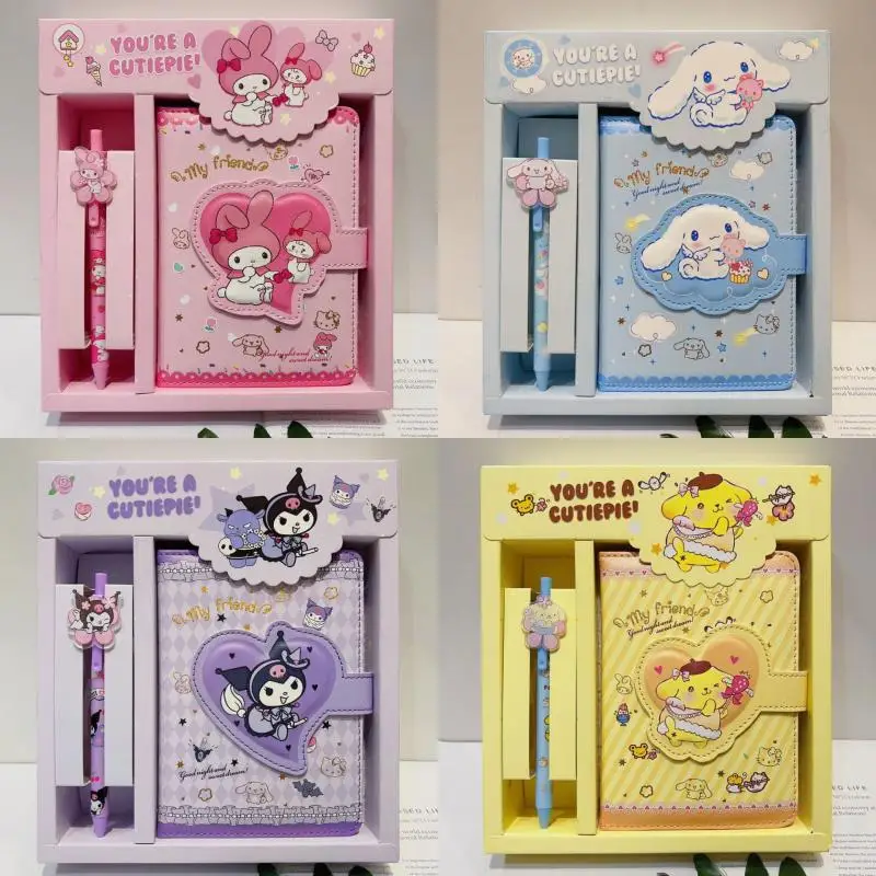 

Kawaii Cinnamoroll ручная Подарочная коробка аниме Sanrio Kuromi понравико симпатичный цветной блокнот девочка мультфильм магнитная пряжка книга подарки