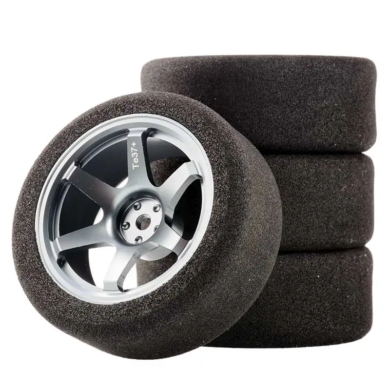 

1/10 Scale Sponge Tires and Wheel Rims with 3mm Offset and 12mm Hex fit RC HSP HPI On-Road Racing Car Model Toys Accessory