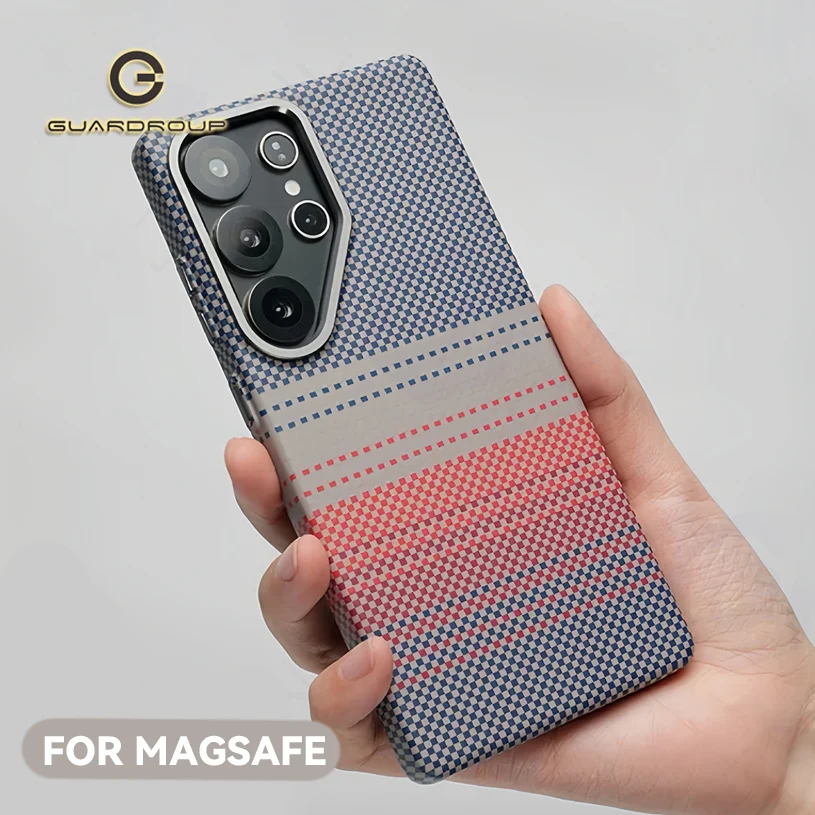 Фото S25 Ultra Strong Mganetic Slim Armor Case для Magsafe Metal Len Carbon Fiber Patterned PC Cover для Samsung Galaxy S25 Ultra Plus №1