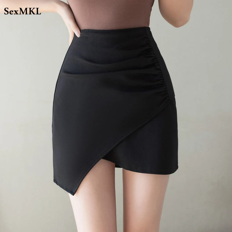 

Мини-юбка женская трапециевидная с завышенной талией, пикантная модная повседневная облегающая микро-юбка в Корейском стиле, черная, на лето, 2023