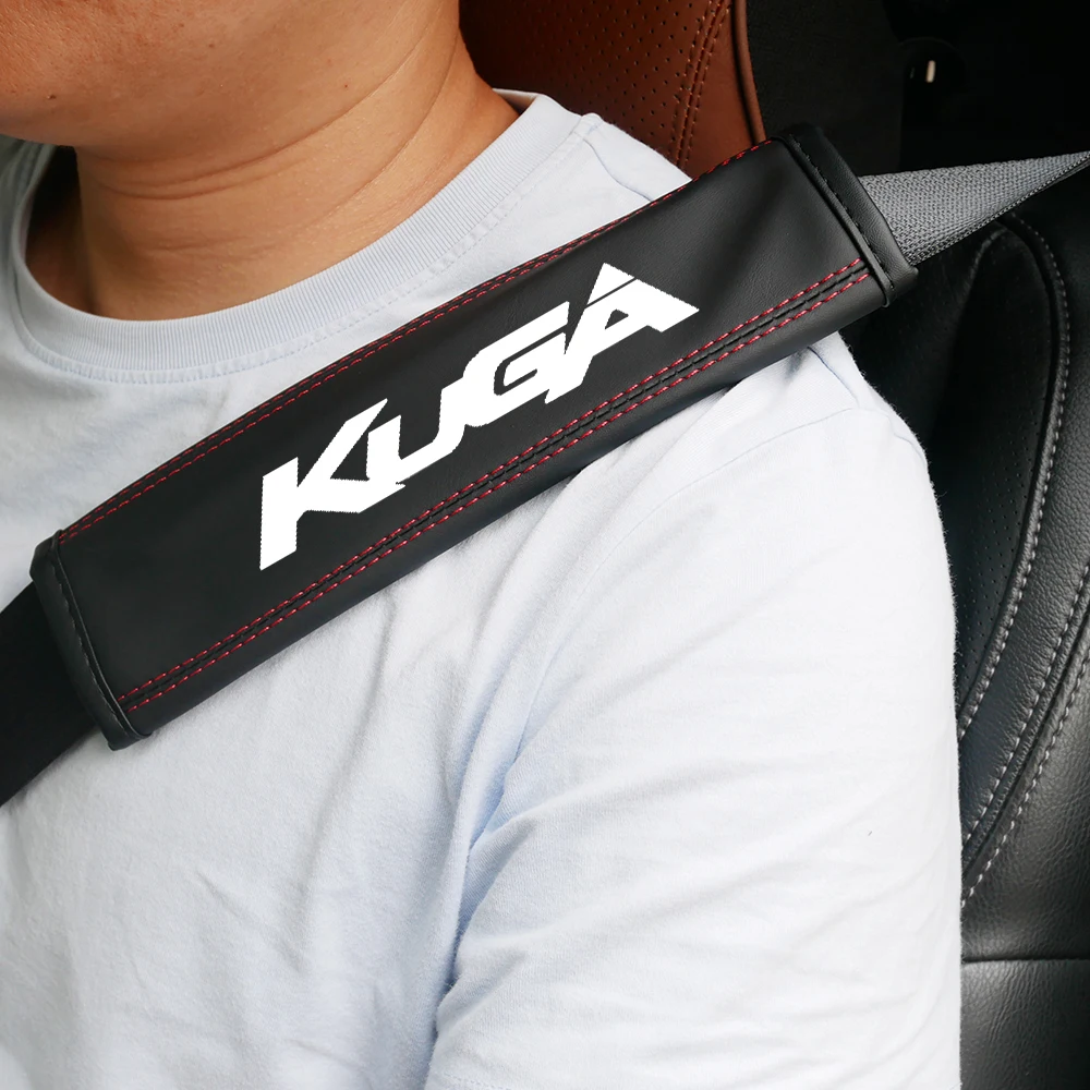 

Car accessories Seat Belt PU Leather Safety Belt Shoulder Cover Protection Padding Pad for Ford Kuga car Interior