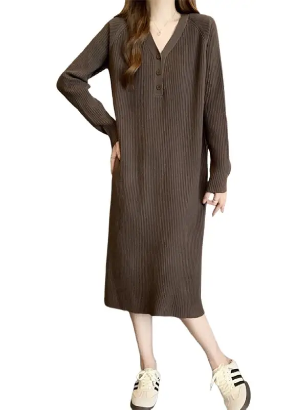 Осенне-зимняя высококачественная трикотажная юбка с длинными рукавами и