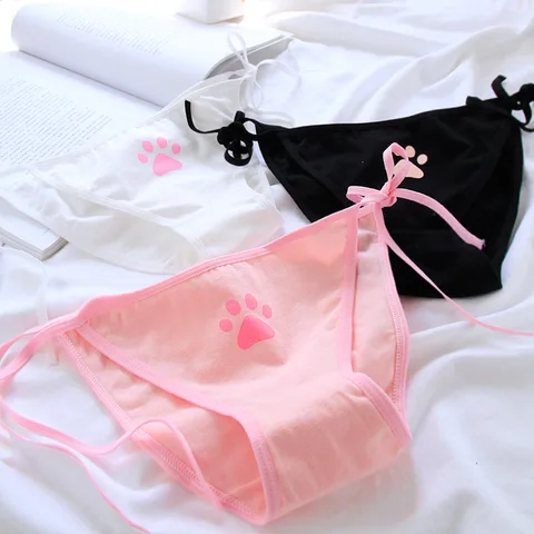 Sexy Lolita Girl Cute Claw Strings Strap Bandage Briefs Japanese Animation Low Waist Cotton Panties Lingerie Women's Underwear