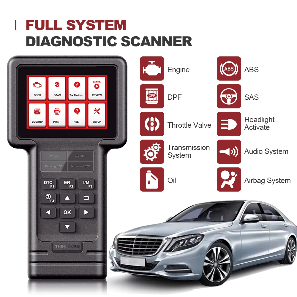 

THINKCAR Thinkscan S04 OBD2 Diagnostic Tool for Ford Full System Code Reader Auto Scanner Oil/Brake/SAS/ETS/DPF Reset Services