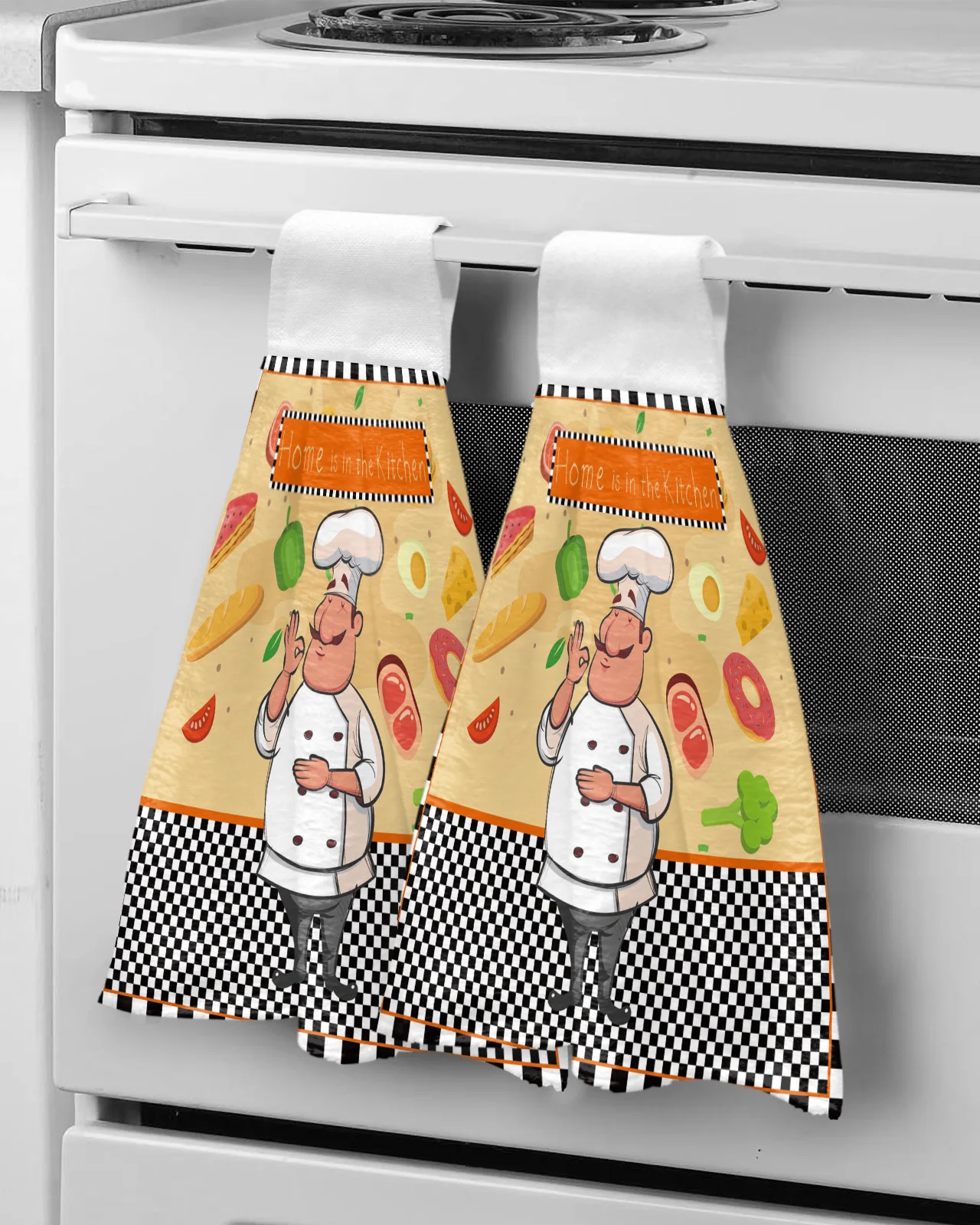 

Kitchen Cook Vegetables Meat Dessert Plaid Hand Towel Microfiber Hanging Wipes Cloth Cleaning Towel Kitchen Tools Accessories