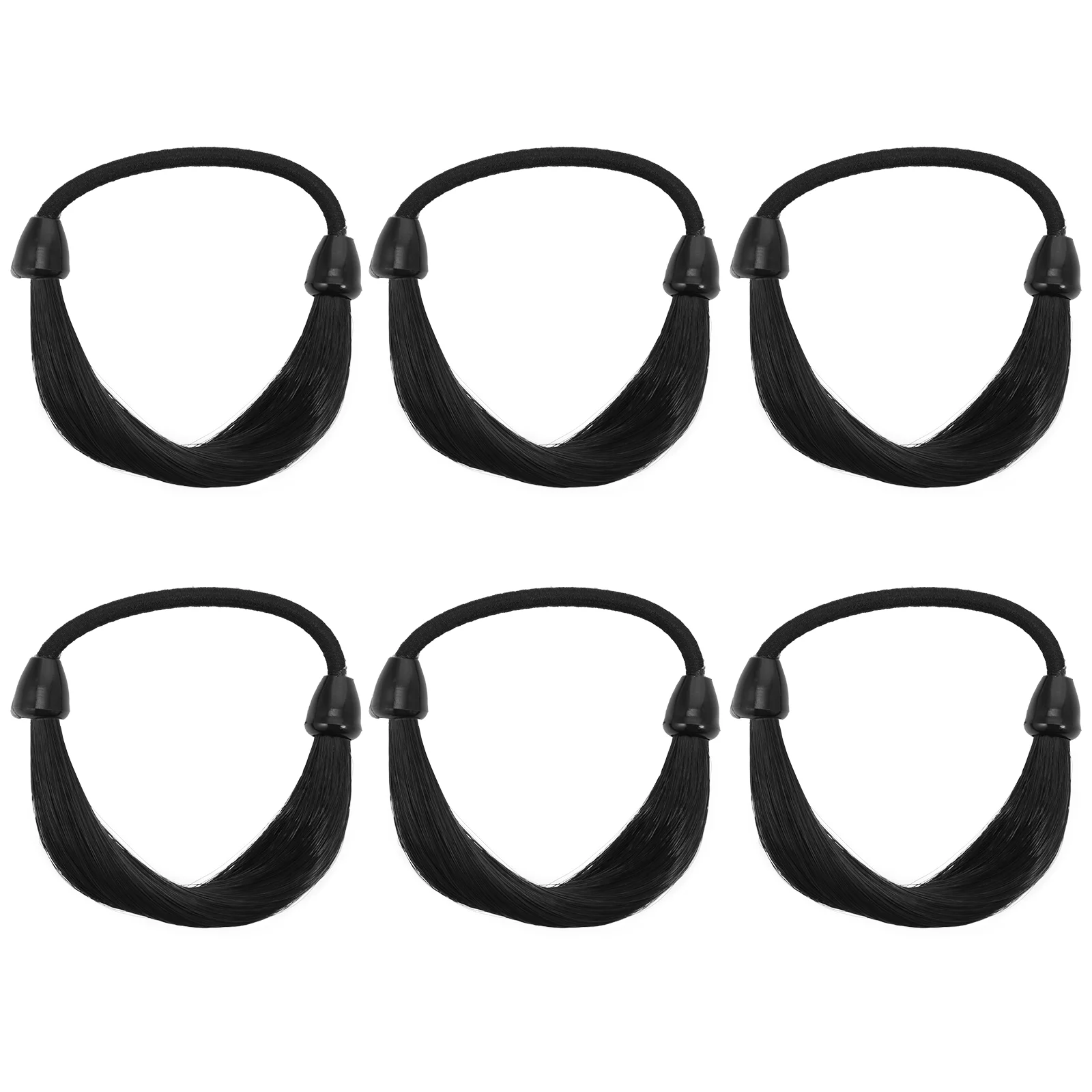 

6 Pcs Hairpiece Headband Wigs Black Hair Ties For Braids Hair Pieces Women Black Tie Xmas Hair Band Hair Accessories Women