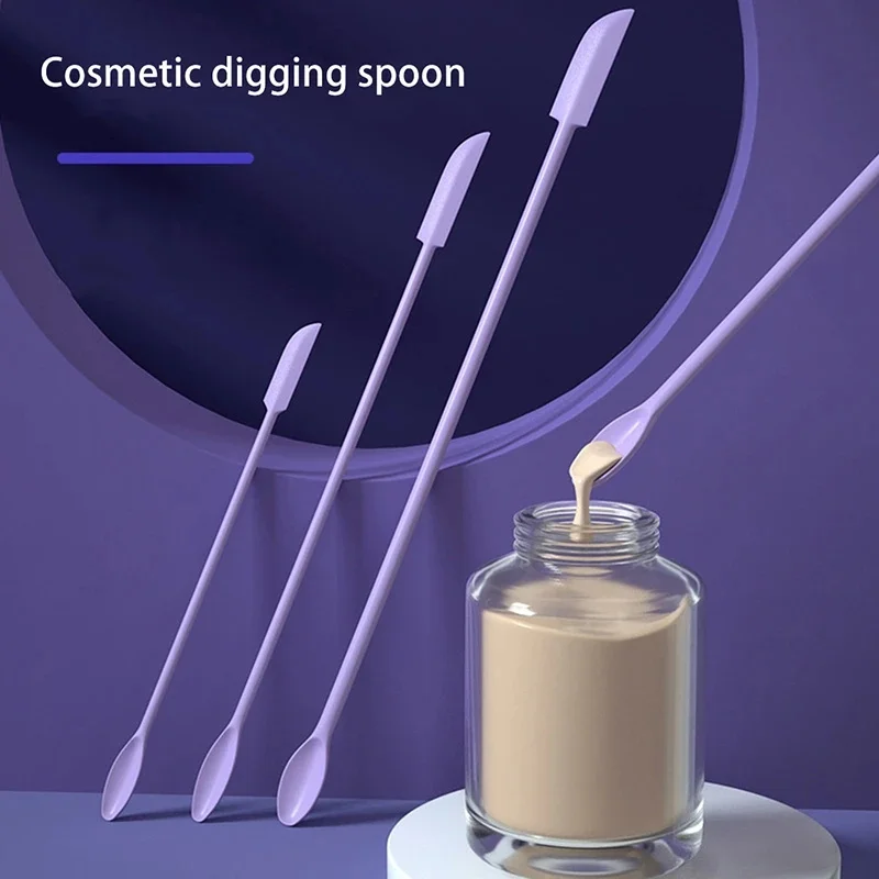 

3Pcs Double-Headed Scraper Creative Mini Silicone Small Tip Spatula Cosmetic Jam Foundation Cream Mixing Stick Makeup Tools Set