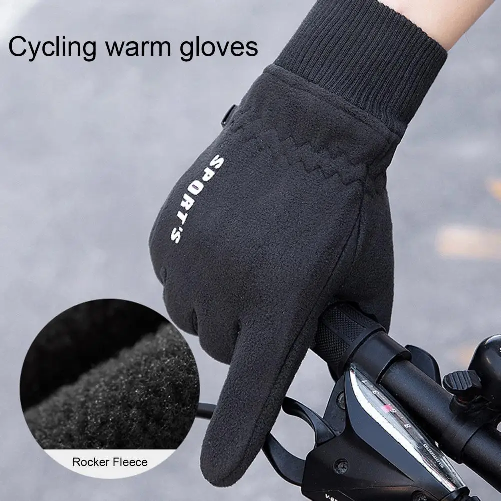 

1 Pair Work Gloves Touch Screen Anti-slip Plush Lining Polars Fleece Windproof Full Finger Thermal Cycling Gloves For Outdoor