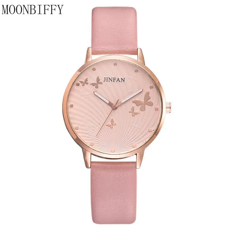 

Elegant Simple Butterfly Design Dial Design Ladies Watches Women Fashion Luxury Dress Watch Casual Woman Quartz Leather Clock