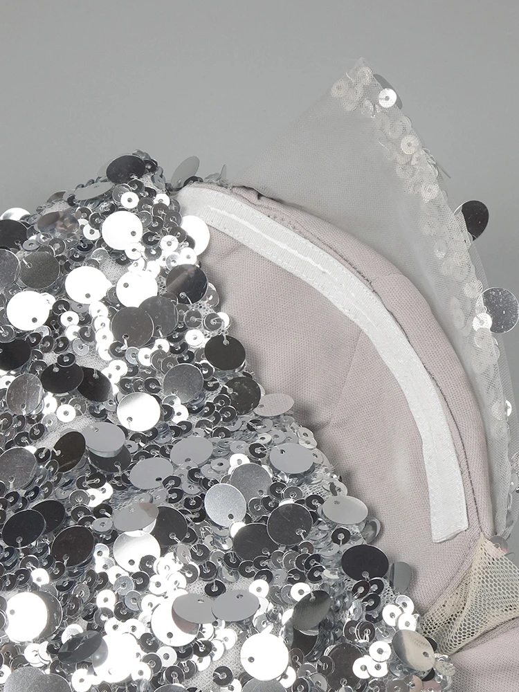 VC Роскошное серебряное платье с блестками без бретелек оборками и Мини-женское